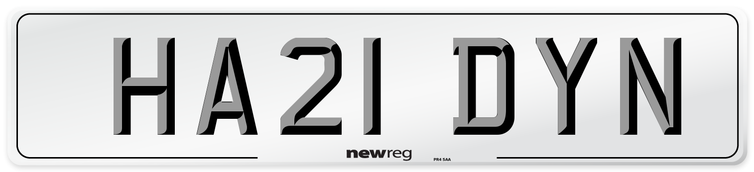 HA21 DYN Number Plate from New Reg